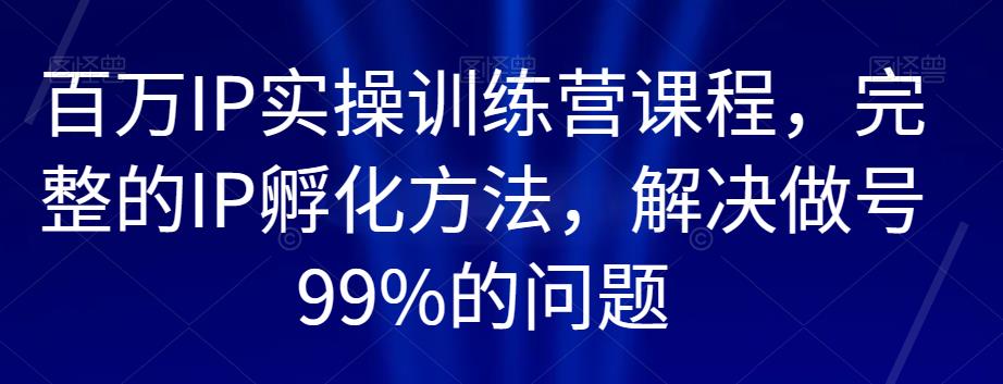 百万IP实操训练营课程，完整的IP孵化方法，解决做号99%的问题-秀人资源网