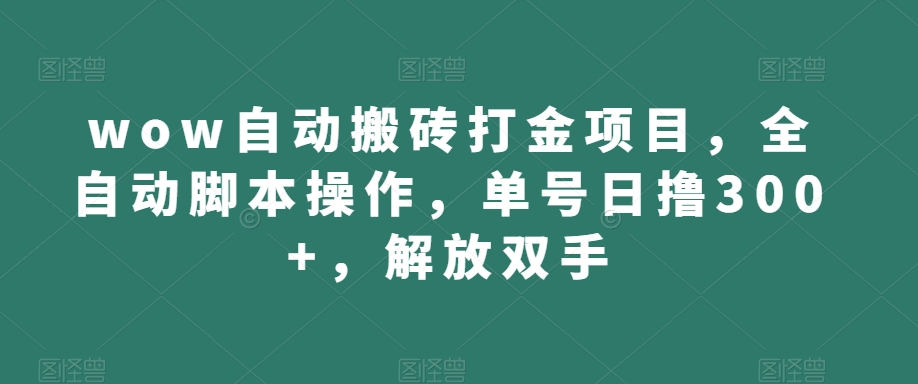 wow自动搬砖打金项目，全自动脚本操作，单号日撸300+，解放双手【揭秘】-秀人资源网