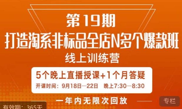 打造淘系非标全店N多个爆款线上课，​5天直播课-秀人资源网