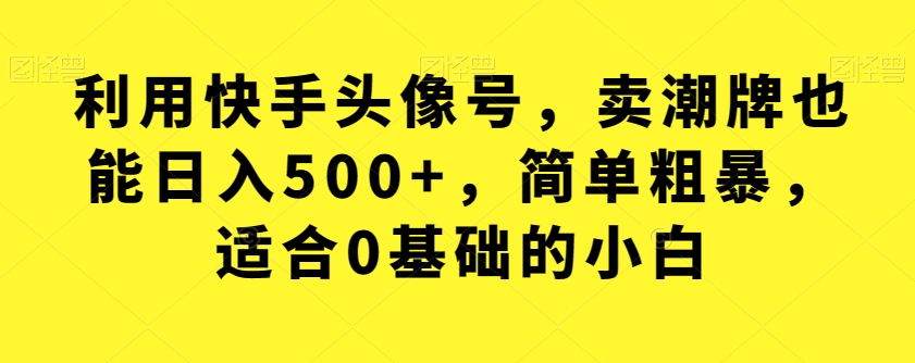 利用快手头像号，卖潮牌也能日入500+，简单粗暴，适合0基础的小白【揭秘】-秀人资源网