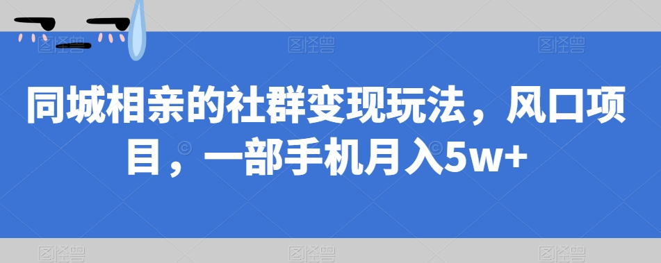 同城相亲的社群变现玩法，风口项目，一部手机月入5w+【揭秘】-秀人资源网