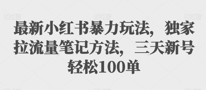最新小红书暴力玩法，独家拉流量笔记方法，三天新号轻松100单【揭秘】-秀人资源网