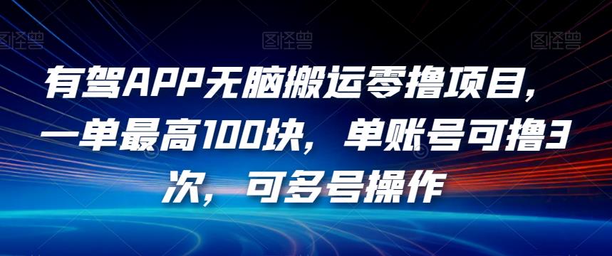 有驾APP无脑搬运零撸项目，一单最高100块，单账号可撸3次，可多号操作【揭秘】-秀人资源网