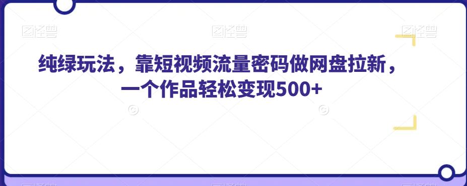 纯绿玩法，靠短视频流量密码做网盘拉新，一个作品轻松变现500+【揭秘】-秀人资源网