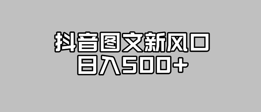 抖音图文最新风口，流量扶持非常高，日入500+【揭秘】-秀人资源网