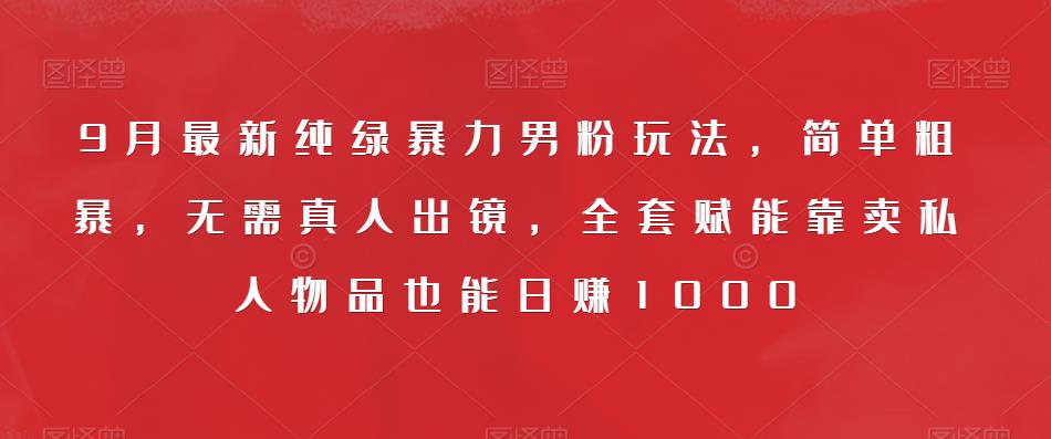 9月最新纯绿暴力男粉玩法，简单粗暴，无需真人出镜，全套赋能靠卖私人物品也能日赚1000-秀人资源网