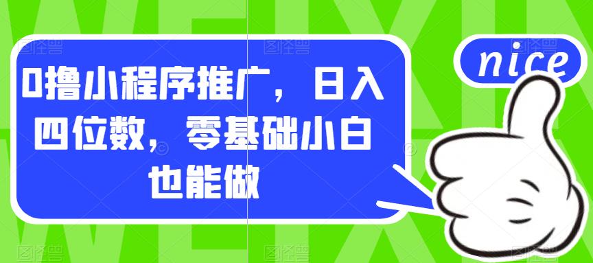 0撸小程序推广，日入四位数，零基础小白也能做【揭秘】-秀人资源网