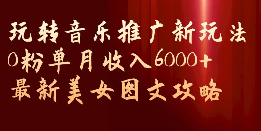 玩转音乐推广新玩法，0粉单月收入6000+，最新美女图文攻略【揭秘】-整合资源网