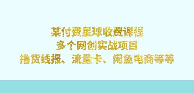 某付费星球课程：多个网创实战项目，撸货线报、流量卡、闲鱼电商等（文档非视频）-秀人资源网