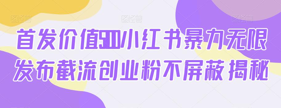 首发价值5100小红书暴力无限发布截流创业粉不屏蔽揭秘-秀人资源网