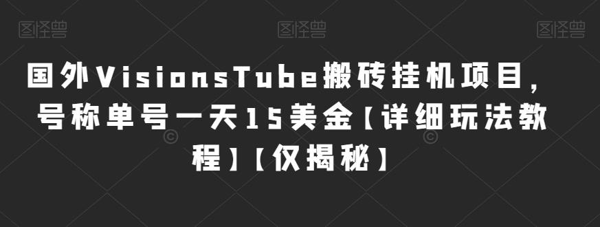 国外VisionsTube搬砖挂机项目，号称单号一天15美金【详细玩法教程】【仅揭秘】-秀人资源网