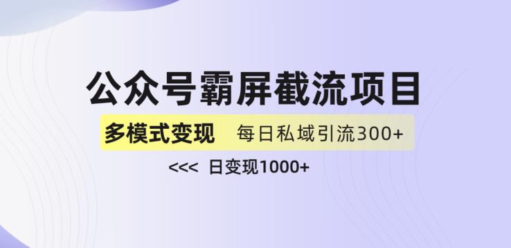 公众号霸屏截流项目+私域多渠道变现玩法，全网首发，日入1000+【揭秘】-秀人资源网