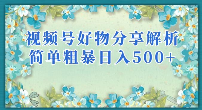 视频号好物分享解析，简单粗暴可以批量方大的项目【揭秘】-整合资源网