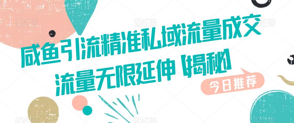 咸鱼引流精准私域流量成交流量无限延伸【揭秘】-秀人资源网
