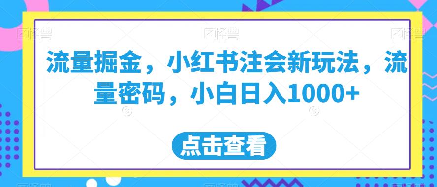 流量掘金，小红书注会新玩法，流量密码，小白日入1000+【揭秘】-整合资源网
