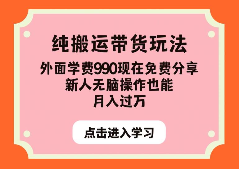 纯搬运带货玩法，外面学费990现在免费分享，新人无脑操作也能月入过万【揭秘】-整合资源网