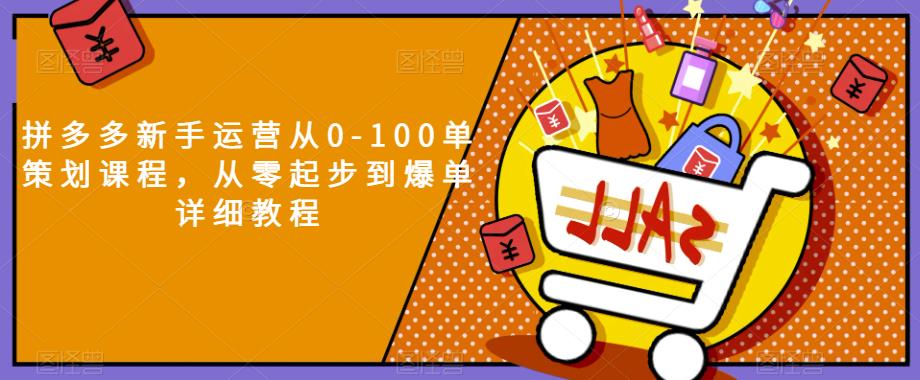 拼多多新手运营从0-100单策划课程，从零起步到爆单详细教程-秀人资源网