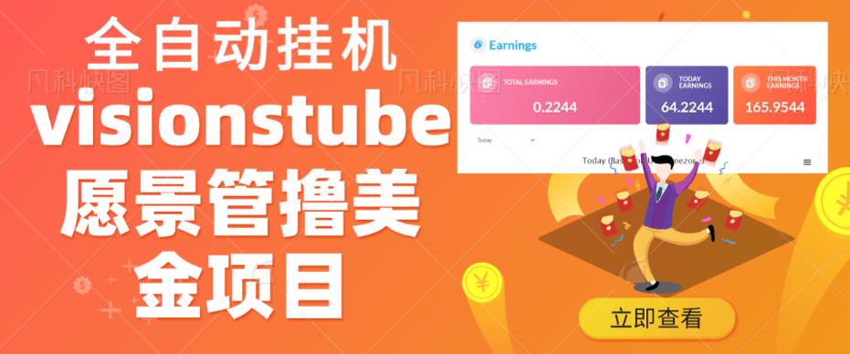 外面收费几千上万的visionstube愿景管撸美金项目，单日收益30-50美金+工作室可批量多开搞-整合资源网