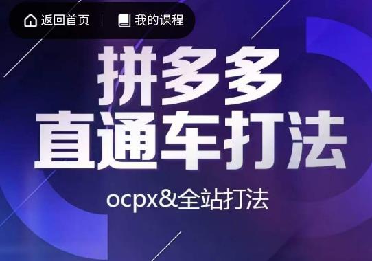 互力·拼多多直通车打法，ocpx&全站打法-秀人资源网