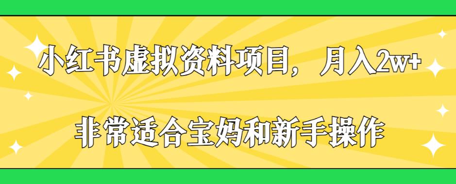 小红书虚拟资料项目，月入2w+，非常适合宝妈和新手操作【揭秘】-整合资源网