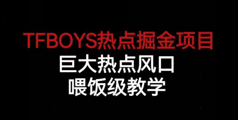 TFBOYS热点掘金项目，巨大热点风口，喂饭级教学-整合资源网