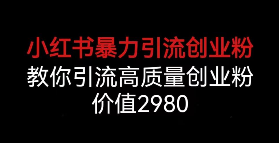 小红书暴力引流创业粉，教你引流高质量创业粉，价值2980【揭秘】-秀人资源网