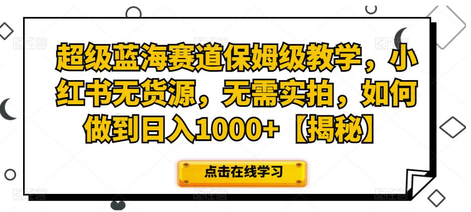 超级蓝海赛道保姆级教学，小红书无货源，无需实拍，如何做到日入1000+【揭秘】-整合资源网