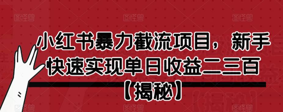 小红书暴力截流项目，新手快速实现单日收益二三百【仅揭秘】-秀人资源网