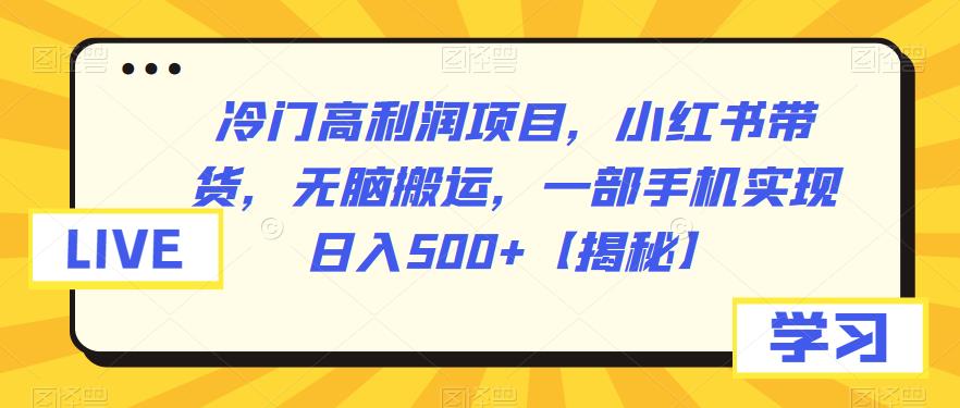 冷门高利润项目，小红书带货，无脑搬运，一部手机实现日入500+【揭秘】-秀人资源网