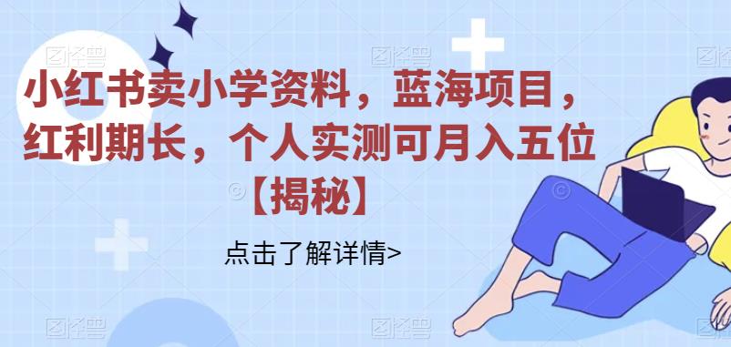 小红书卖小学资料，蓝海项目，红利期长，个人实测可月入五位【揭秘】-整合资源网