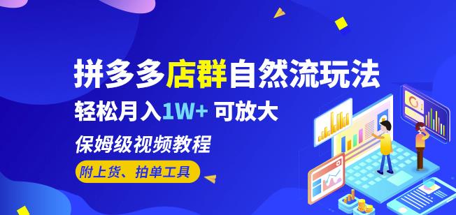 拼多多店群自然流玩法，轻松月入1W+保姆级视频教程（附上货、拍单工具）-秀人资源网