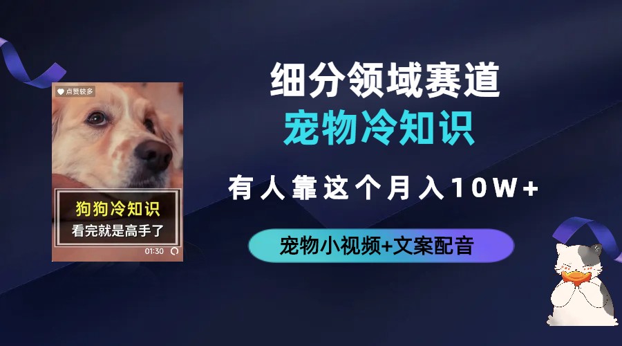 不起眼的抖音细分赛道-宠物冷知识，一段宠物视频配文案，有人靠这个月入10w-秀人资源网