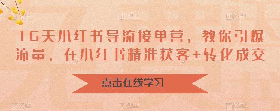 16天小红书导流接单营，教你引爆流量，在小红书精准获客+转化成交-秀人资源网