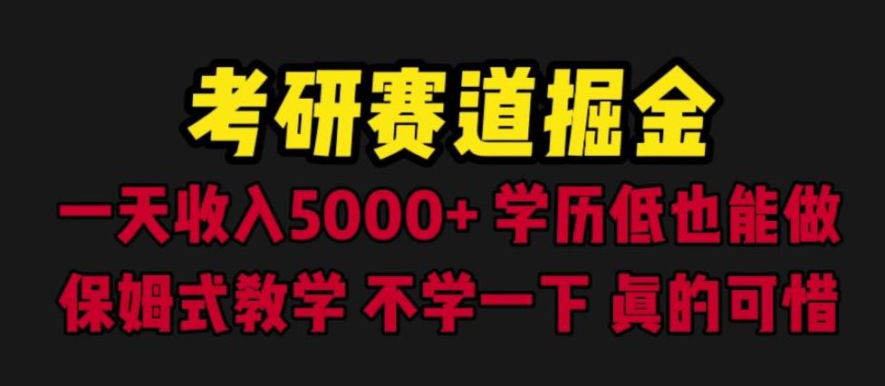 考研赛道掘金，一天5000+学历低也能做，保姆式教学，不学一下，真的可惜-秀人资源网