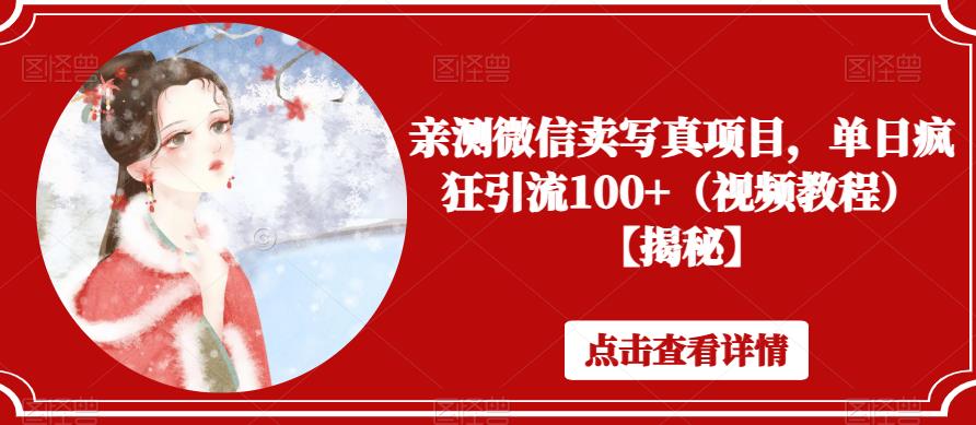 微信卖写真项目，单日疯狂引流100+（视频教程）【揭秘】-整合资源网