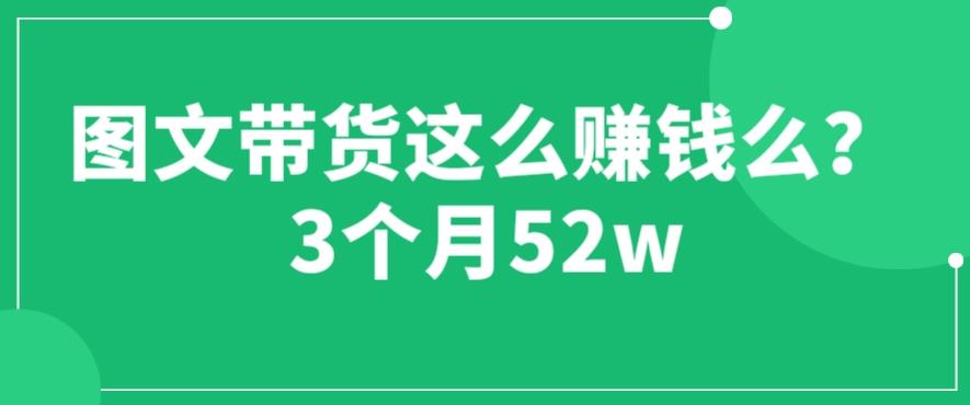 图文带货这么赚钱么? 3个月52W 图文带货运营加强课【揭秘】-秀人资源网