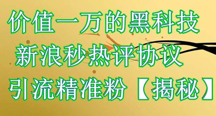 价值一万的黑科技新浪秒热评协议引流精准粉【仅揭秘】-秀人资源网