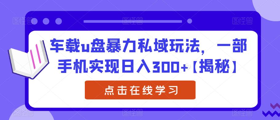 车载u盘暴力私域玩法，一部手机实现日入300+【揭秘】-秀人资源网