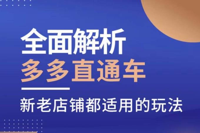 全面解析多多直通车，​新老店铺都适用的玩法-秀人资源网