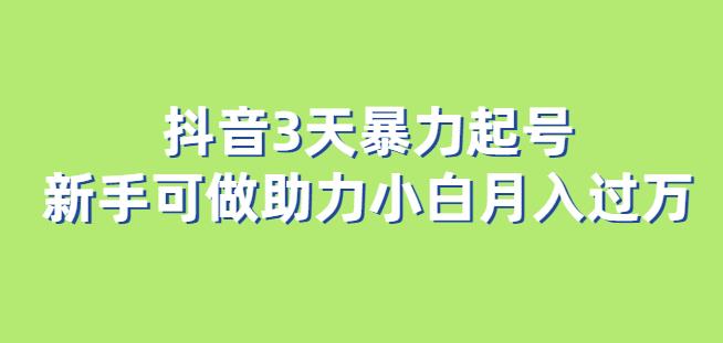 抖音3天暴力起号新手可做助力小白月入过万【揭秘】-秀人资源网