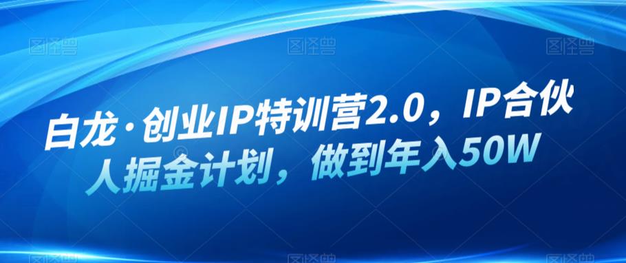 白龙·创业IP特训营2.0，IP合伙人掘金计划，做到年入50W-秀人资源网