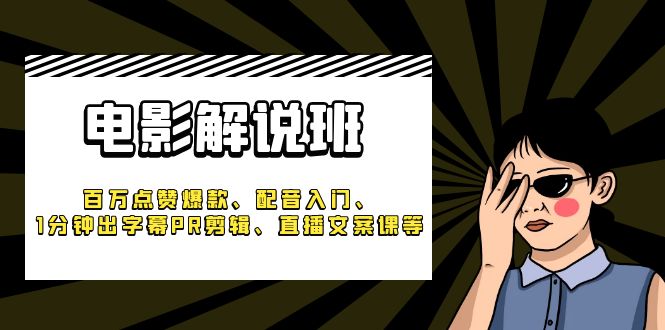 《电影解说班》百万点赞爆款、配音入门、1分钟出字幕PR剪辑、直播文案课等-整合资源网