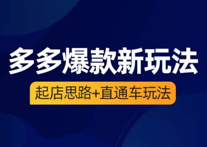 海神·多多爆款新玩法，​起店思路+直通车玩法（3节精华课）-秀人资源网