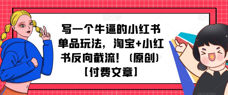写一个牛逼的小红书单品玩法，淘宝+小红书反向截流！(原创)【付费文章】-整合资源网