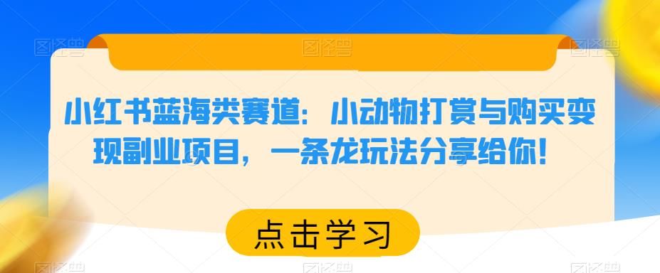 小红书蓝海类赛道：小动物打赏与购买变现副业项目，一条龙玩法分享给你！-整合资源网