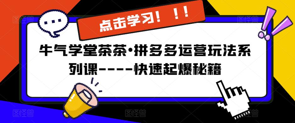 牛气学堂茶茶•拼多多运营玩法系列课—-快速起爆秘籍【更新】-秀人资源网