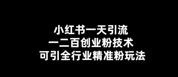 小红书一天引流一二百创业粉技术，可引全行业精准粉玩法【仅揭秘】-秀人资源网
