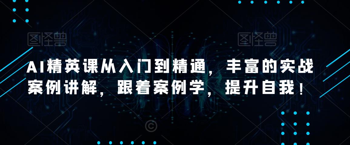AI精英课从入门到精通，丰富的实战案例讲解，跟着案例学，提升自我！-整合资源网