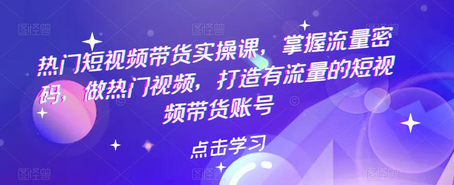 热门短视频带货实操课，掌握流量密码，做热门视频，打造有流量的短视频带货账号-秀人资源网