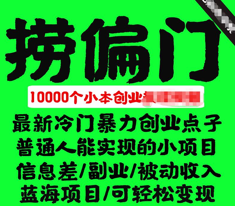 千款捞偏门小本创业小项目，总有一款适合你-整合资源网